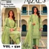 AYZALS Pistachio Green Digital Karandi Double Head Embroidered 3 Piece Suit with Same Dupatta Vol 530