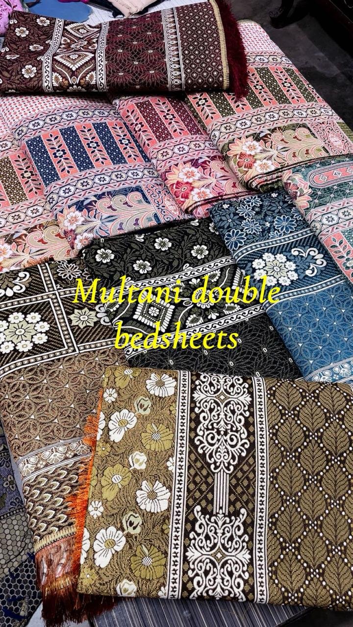 Royal Navy Blue Geometric Multani Bed Sheet - Image 2