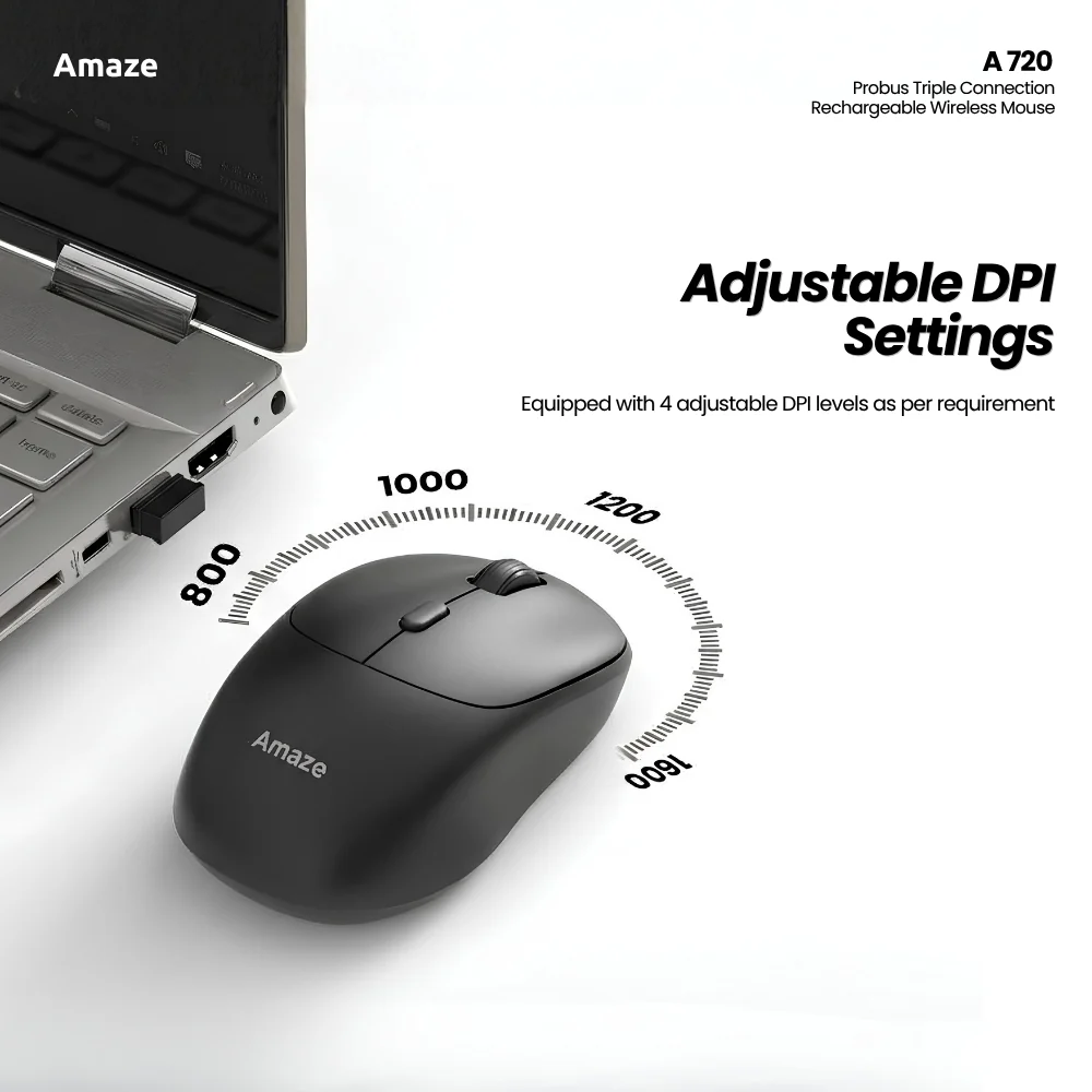 Probus Triple Connection Rechargeable Wireless Mouse A720 (1)