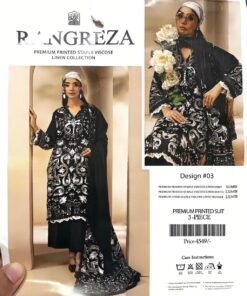 Rangreza Black Floral Printed 3-Piece Suit Design #03