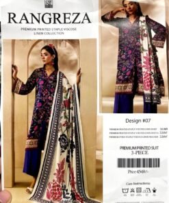 Rangreza Navy Blue Floral Printed 3-Piece Suit Design #07