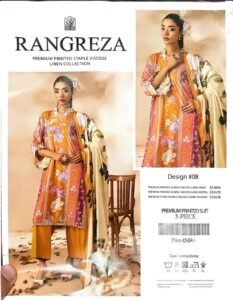 Rangreza Orange Floral Printed 3-Piece Suit Design #08