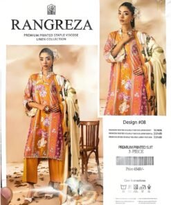 Rangreza Orange Floral Printed 3-Piece Suit Design #08