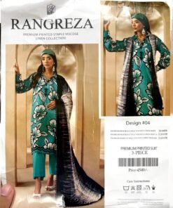 Rangreza Teal Floral Printed 3-Piece Suit Design #04