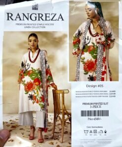 Rangreza White Floral Printed 3-Piece Suit Design #05